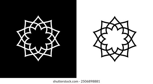 set of line art symmetry circular shape in islamic style vector