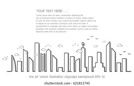 Set of line art Vector Illustration cityscape background EPS 10