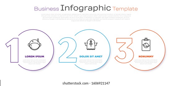 Set line Astronaut helmet, Alien and Planet. Business infographic template. Vector