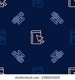 Ajuste el libro de audio de línea, la cámara web y la conexión en línea en un patrón sin problemas. Vector