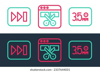 Stellen Sie das Symbol Audio-Jack, Fast-Forward und Video-Recorder ein. Vektorgrafik