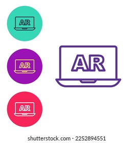Set line Augmented reality AR icon isolated on white background. Virtual futuristic wearable devices. Set icons colorful. Vector