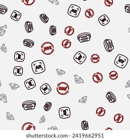 Set line Augmented reality AR, Virtual glasses, 360 degree view and  on seamless pattern. Vector