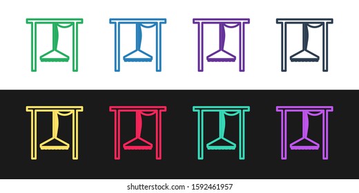 Set line Automatic irrigation sprinklers icon isolated on black and white background. Watering equipment. Garden element. Spray gun icon.  Vector Illustration