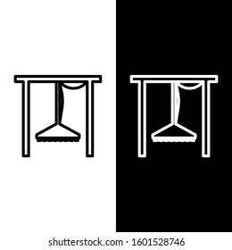 Set line Automatic irrigation sprinklers icon isolated on black and white background. Watering equipment. Garden element. Spray gun icon.  Vector Illustration