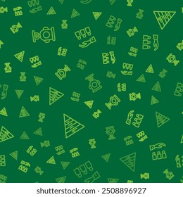 Set line Award cup, Pyramid chart infographics and Boss with employee on seamless pattern. Vector