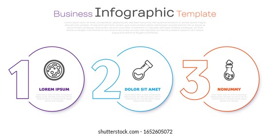Set line Bacteria, Test tube and flask chemical and Test tube and flask chemical. Business infographic template. Vector