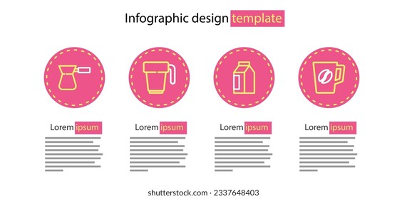 Set line Bag of coffee beans, Coffee cup,  and turk icon. Vector