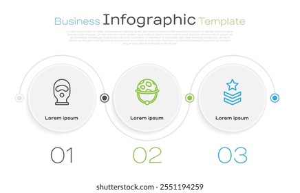 Set line Balaclava, Military helmet and rank. Business infographic template. Vector