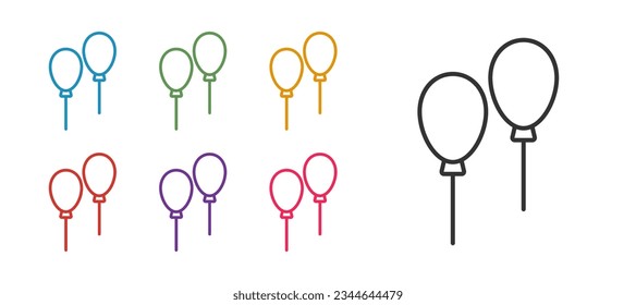 Set line Balloons with ribbon icon isolated on white background. Set icons colorful. Vector