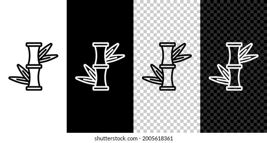 Set line Bamboo icon isolated on black and white, transparent background. Vector
