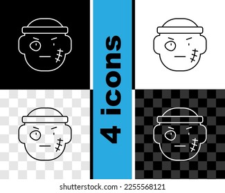 Set line Bandit icon isolated on black and white, transparent background.  Vector