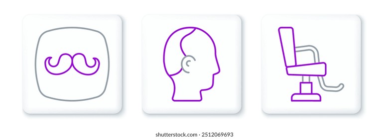 Set line Barbershop chair,  and Baldness icon. Vector