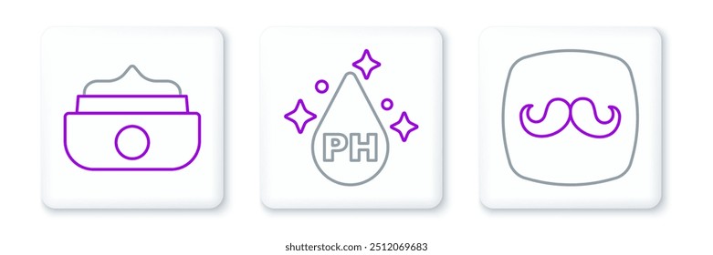 Set línea Barbershop, gel o cera para el peinado y el icono de tratamiento de cuidado de aceite. Vector