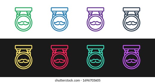 Set line Barbershop icon isolated on black and white background. Hairdresser logo or signboard. Vector Illustration