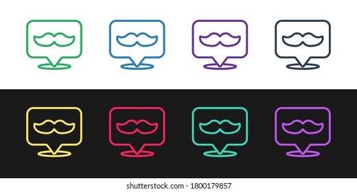 Set line Barbershop icon isolated on black and white background. Hairdresser logo or signboard. Vector Illustration