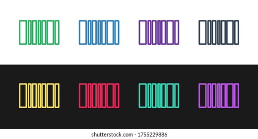 Set line Barcode icon isolated on black and white background. Vector Illustration