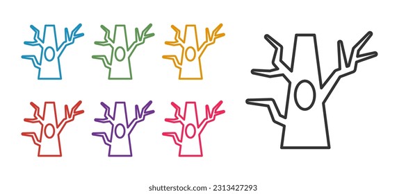 Set line Bare tree icon isolated on white background. Set icons colorful. Vector