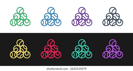 Set line Baseball ball icon isolated on black and white background.  Vector