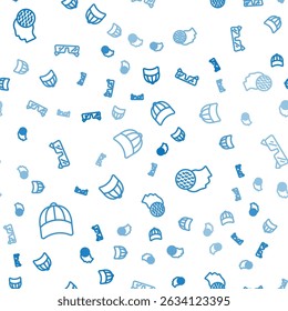 Set line Baseball cap, Golf and Glasses on seamless pattern. Vector