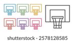 Set line Basketball backboard icon isolated on white background. Set icons colorful. Vector