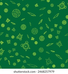 Set line Basketball ball, Alarm clock and Pen on seamless pattern. Vector