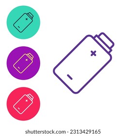 Fijar línea Icono indicador del nivel de carga de la batería aislado en fondo blanco. Indique los iconos en colores. Vector