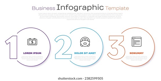 Set line Battery, Robot vacuum cleaner and Computer api interface. Business infographic template. Vector