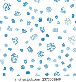 Set line Beaker with toxic liquid, Bacteria and Experimental mouse on seamless pattern. Vector