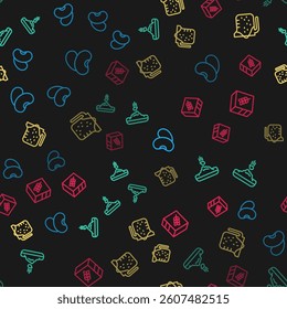 Set line Beans, Seed, Measuring cup and Flour pack on seamless pattern. Vector