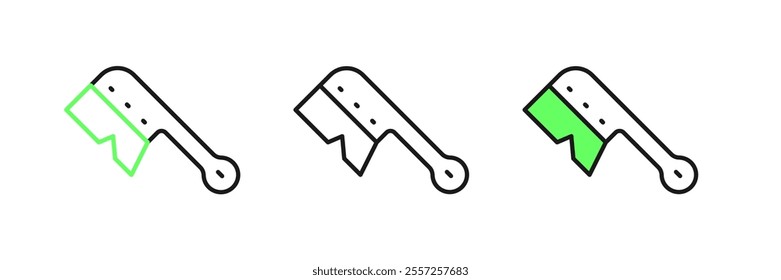 Set line Beekeeping brush icon isolated on white background. Tool of the beekeeper.  Vector