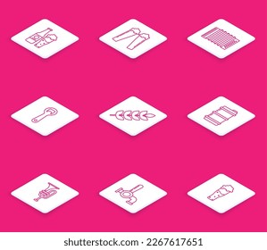 Set line Beer bottle and glass, Glass of beer, Musical instrument accordion, Bottle opener, Cereals set with rice, wheat, corn, oats, rye, barley, Metal keg, trumpet and tap icon. Vector