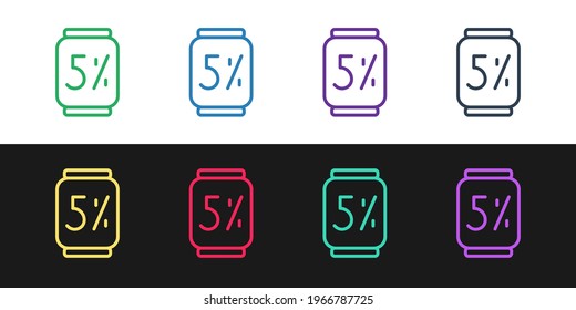 Set line Beer can icon isolated on black and white background.  Vector