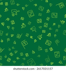 Set line Beer tap with glass, Street signboard Bar and Glass of whiskey on seamless pattern. Vector
