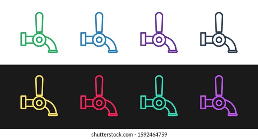 Set line Beer tap icon isolated on black and white background.  Vector Illustration