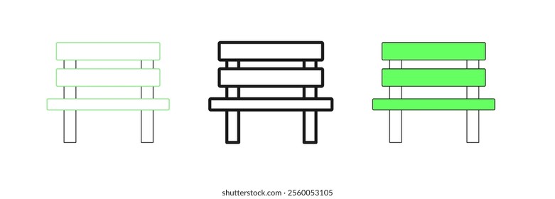 Set line Bench icon isolated on white background.  Vector