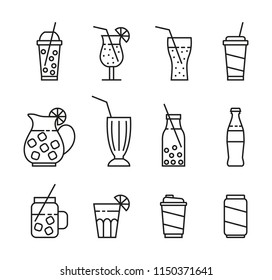 set of line beverage icons