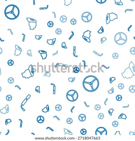 Set line Bicycle air pump, wheel and helmet on seamless pattern. Vector