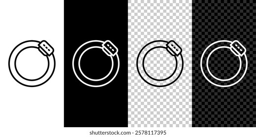 Set line Bicycle brake disc icon isolated on black and white background.  Vector