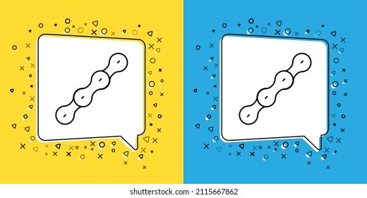 Set line Bicycle chain icon isolated on yellow and blue background. Bike chain sprocket transmission.  Vector