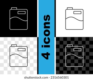 Fijar línea Botella grande con icono de agua limpia aislado en fondo blanco y negro, transparente. Contenedor de plástico para el refrigerador.  Vector