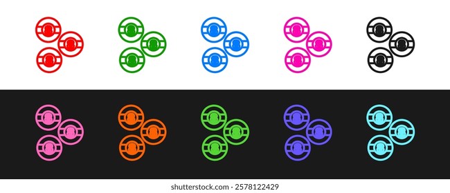 Set line Billiard pool snooker ball with number 8 icon isolated on black and white background.  Vector