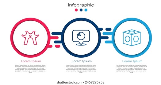 Set line Billiard rest, Location with bowling ball and chalk. Business infographic template. Vector