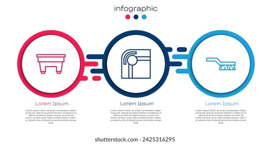 Set line Billiard table,  and Pool brush. Business infographic template. Vector