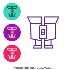 Set line Binoculars icon isolated on white background. Find software sign. Spy equipment symbol. Set icons colorful. Vector