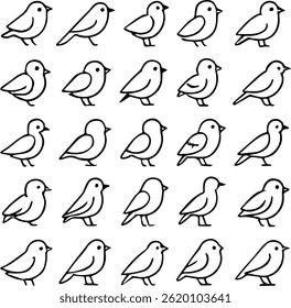 Set of line bird icons