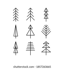 set of line of black and white trees