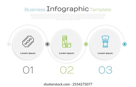 Set line Blade razor, Shaving gel foam and brush. Business infographic template. Vector