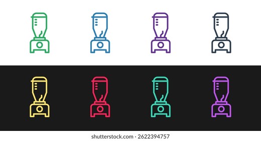 Set line Blender icon isolated on black and white background. Kitchen electric stationary blender with bowl. Cooking smoothies, cocktail or juice.  Vector