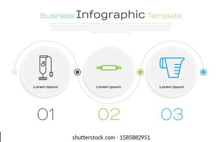 Set line Blender , Rolling pin  and Measuring cup. Business infographic template. Vector